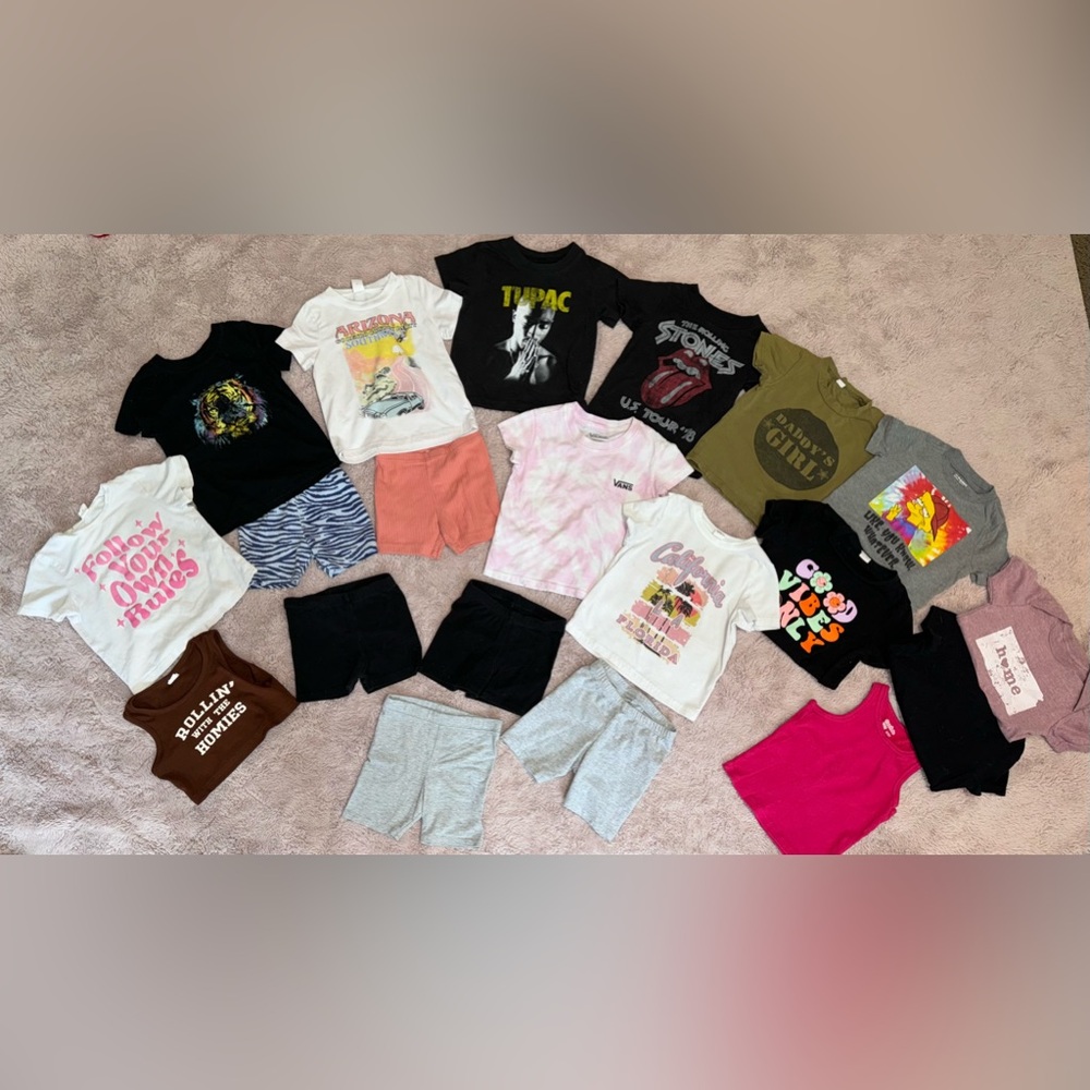 Girls 18-24 months tees and biker shorts lot